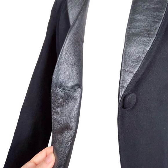 AG Adriano Goldschmied Black Tuxedo Blazer Leather Lapel Size Medium EUC - Picture 7 of 16